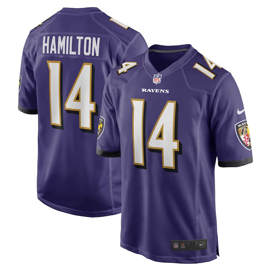 Men Baltimore Ravens #14 Kyle Hamilton Nike Purple Player Game NFL Jersey